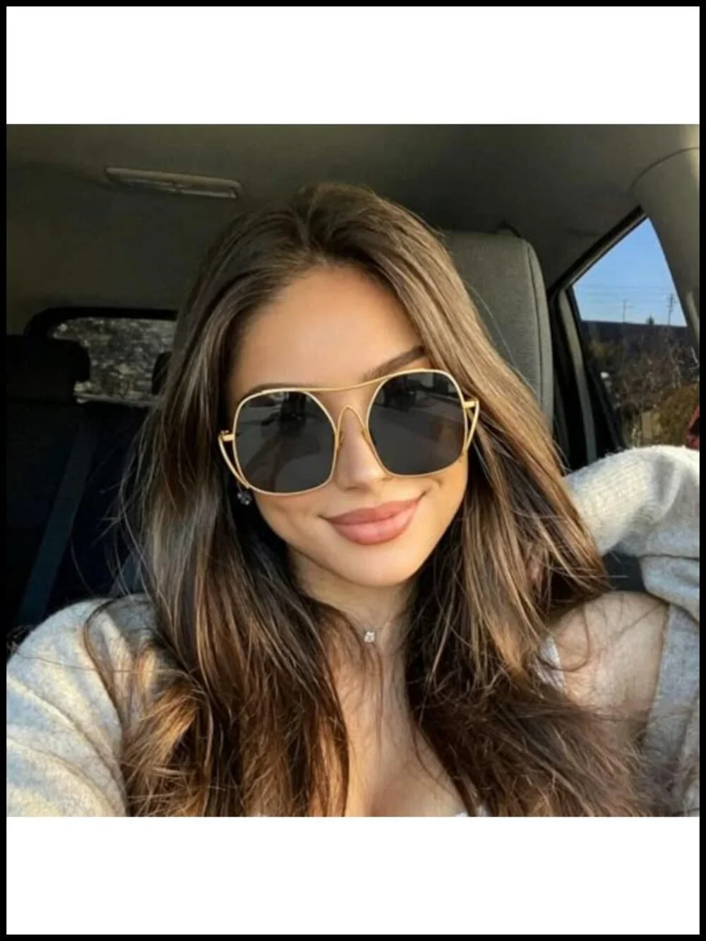 Oversized Aviator Sunglasses Women Metal Frame UV400 Retro Punk Shades